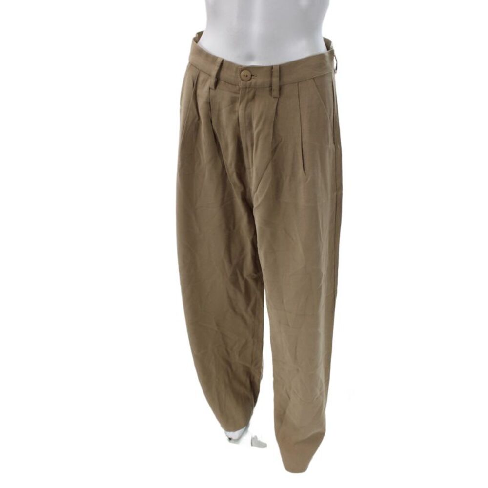 Nonchalant Label Women Dress Pants Beige Button Polyester Minimalist Size M